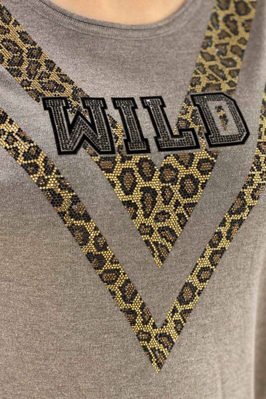 Tricotaj cu ridicata pentru femei Pulover cu model leopard brodat cu piatra - 16478 | KAZEE