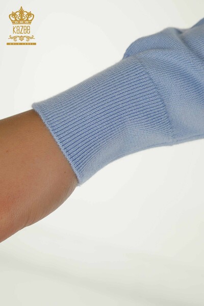 Tricotaj cu ridicata pentru femei Pulover - Maneca lunga - Albastru deschis - 11071 | KAZEE - Thumbnail