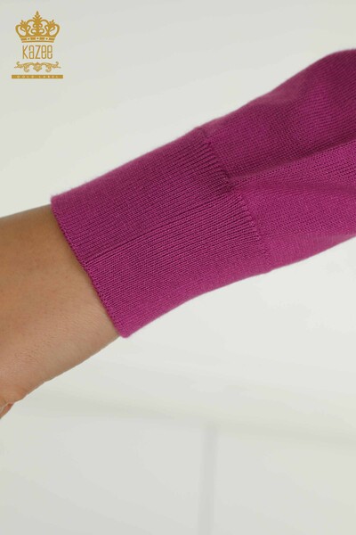 Tricotaje cu ridicata pentru femei Pulover cu mânecă lungă Liliac - 11071 | KAZEE - Thumbnail