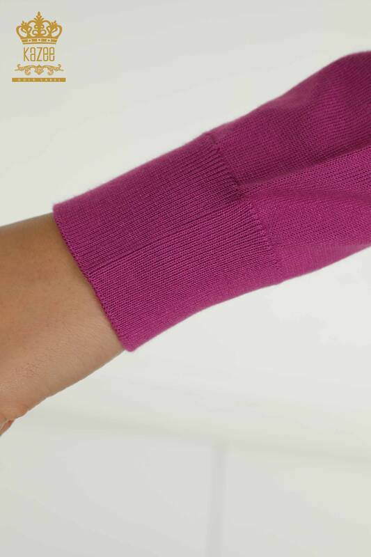 Tricotaje cu ridicata pentru femei Pulover cu mânecă lungă Liliac - 11071 | KAZEE