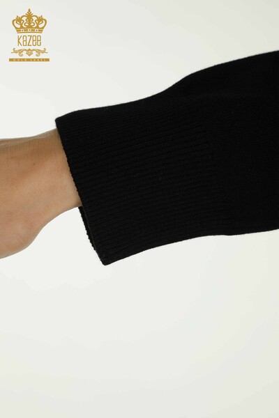 Tricotaj cu ridicata pentru femei Pulover - Maneca lunga - Negru - 30635 | KAZEE - Thumbnail