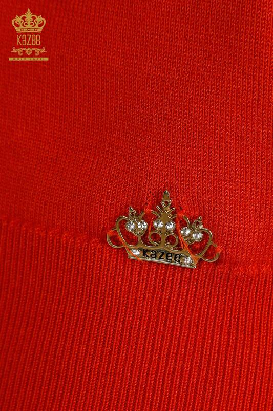 Tricotaj cu ridicata pentru femei Pulover - Maneca lunga - Portocaliu - 11071 | KAZEE