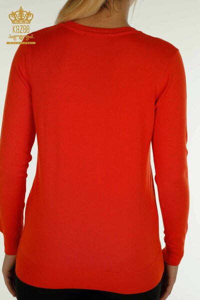 Tricotaj cu ridicata pentru femei Pulover - Maneca lunga - Portocaliu - 11071 | KAZEE - Thumbnail