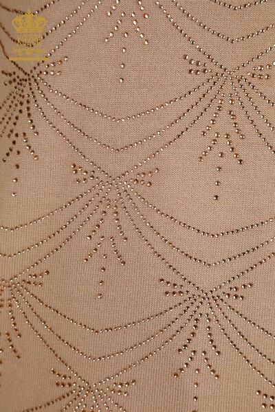 Tricotaj cu ridicata pentru femei Pulover - Maneca lunga - Pudra - 30635 | KAZEE - Thumbnail