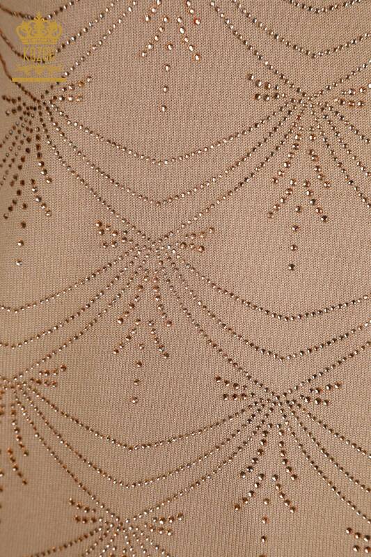 Tricotaj cu ridicata pentru femei Pulover - Maneca lunga - Pudra - 30635 | KAZEE