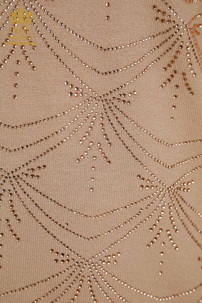 Tricotaj cu ridicata pentru femei Pulover - Maneca lunga - Pudra - 30635 | KAZEE - Thumbnail