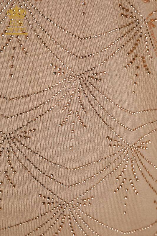 Tricotaj cu ridicata pentru femei Pulover - Maneca lunga - Pudra - 30635 | KAZEE