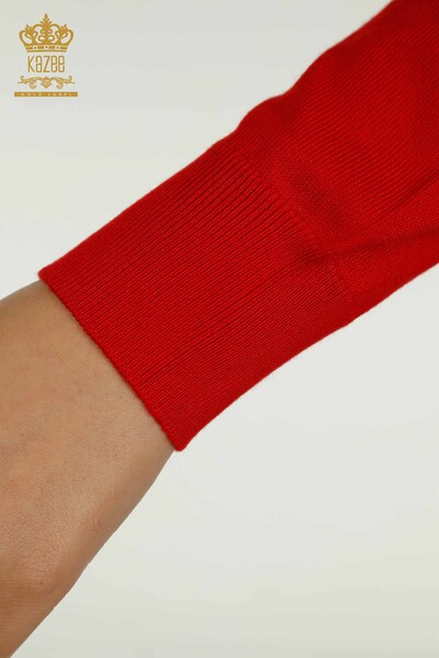 Tricotaj de damă cu ridicata Pulover cu mânecă lungă Roșu - 11071 | KAZEE - Thumbnail
