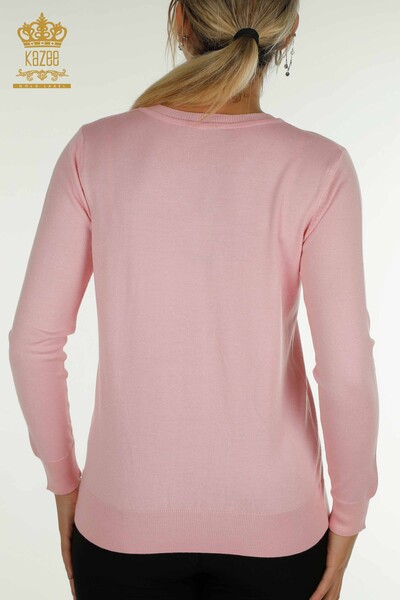 Tricotaj cu ridicata pentru femei Pulover - Maneca lunga - Roz - 11071 | KAZEE - Thumbnail