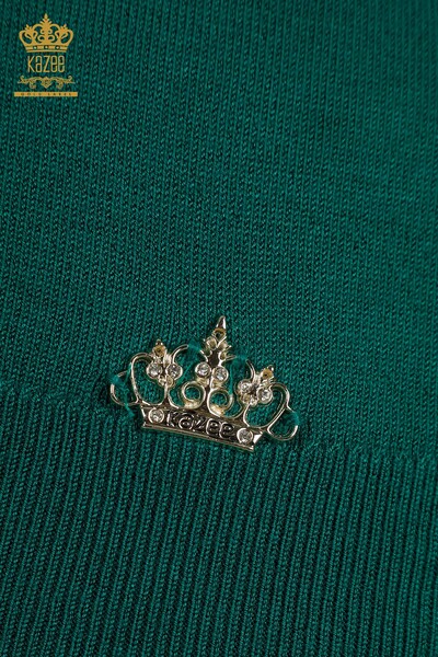 Tricotaj cu ridicata pentru femei Pulover - Maneca lunga - Verde - 11071 | KAZEE - Thumbnail