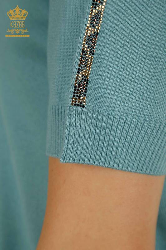 Tricotaj cu ridicata pentru femei Pulover cu Maneca scurta Mint - 30478 | KAZEE