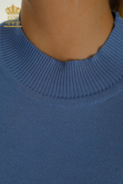 Pulover de tricotaj de damă cu ridicata - Model american - Albastru închis - 14541 | KAZEE - Thumbnail