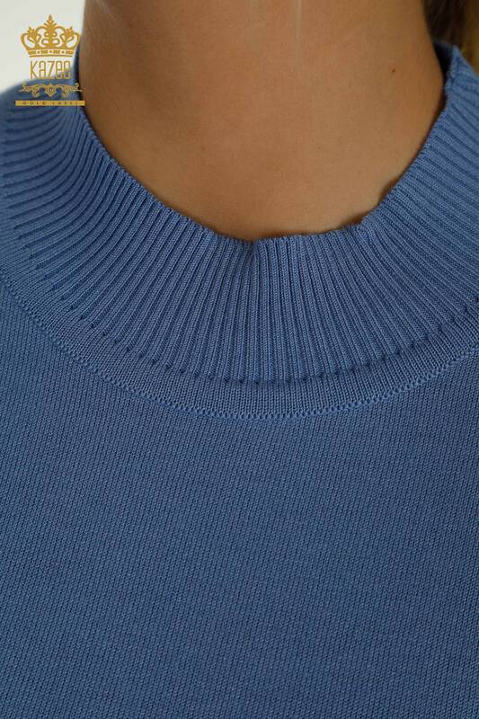 Pulover de tricotaj de damă cu ridicata - Model american - Albastru închis - 14541 | KAZEE