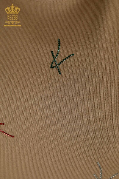 Pulover de tricot de dama cu ridicata - model american - bej - 30335 | KAZEE - Thumbnail