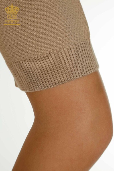 Pulover de tricot de dama cu ridicata - model american - bej - 30335 | KAZEE - Thumbnail