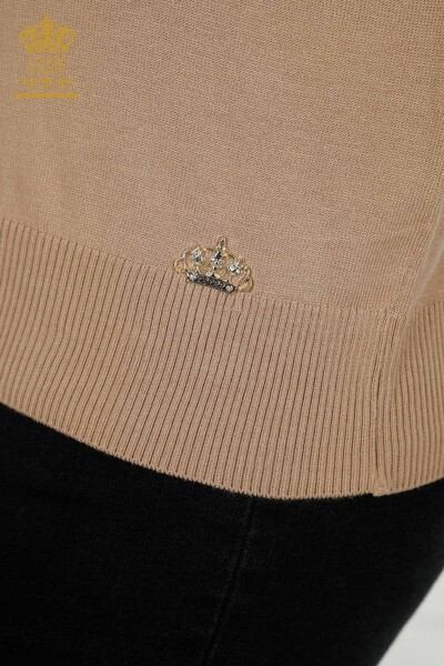 Pulover de tricotaj de dama cu ridicata - model american - bej - 30443 | KAZEE - Thumbnail
