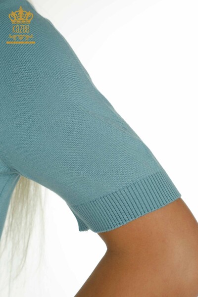 Pulover de tricotaj de damă cu ridicata - Basic - Model american - Mint - 16271 | KAZEE - Thumbnail