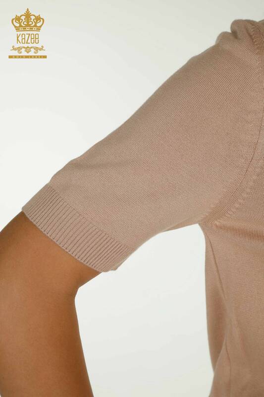 Pulover de tricotaj de damă cu ridicata - Basic - Model american - Piatra - 16271 | KAZEE