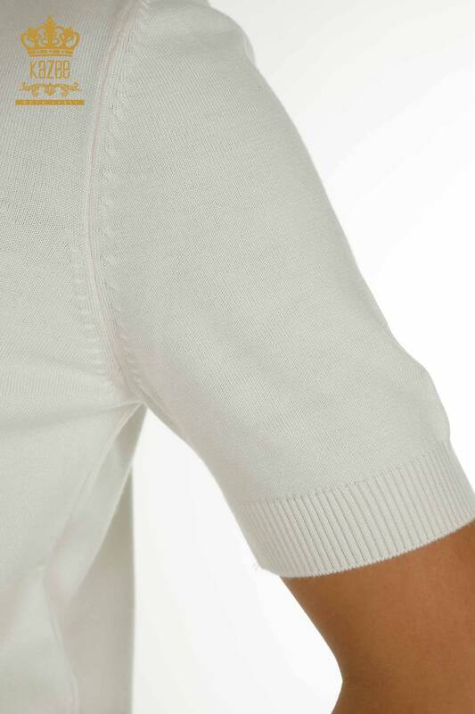 Pulover de tricot de damă cu ridicata - Model american - Ecru - 14541 | KAZEE