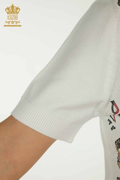 Pulover de tricotaj de damă cu ridicata - Model american - Ecru - 30313 | KAZEE - Thumbnail