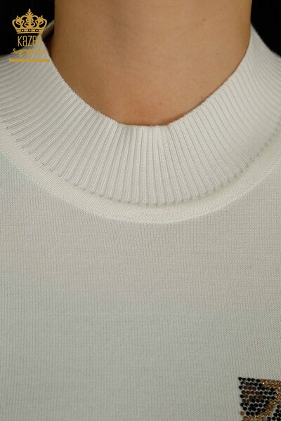 Pulover de tricotaj de damă cu ridicata - Model american - Ecru - 30753 | KAZEE - Thumbnail