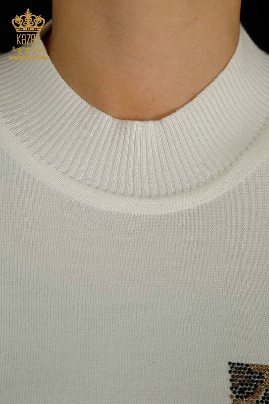 Pulover de tricotaj de damă cu ridicata - Model american - Ecru - 30753 | KAZEE