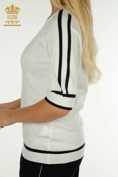 Pulover de tricot de damă cu ridicata - Model american - Ecru - 30790 | KAZEE - Thumbnail