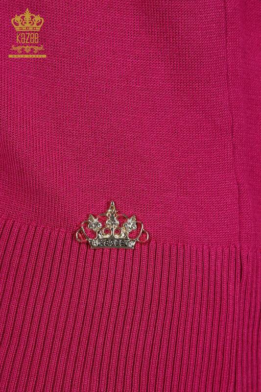 Pulover de tricotaj pentru damă cu ridicata - Model american - Fuchsia închis - 30443 | KAZEE