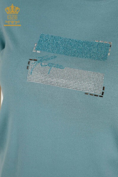 Pulover de tricotaj de damă cu ridicata - Model american - Mint - 30326 | KAZEE - Thumbnail