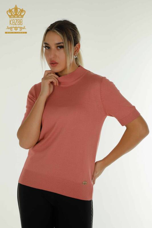 Pulover de tricotaje pentru femei - Model american - Dusty Rose - 14541 | KAZEE