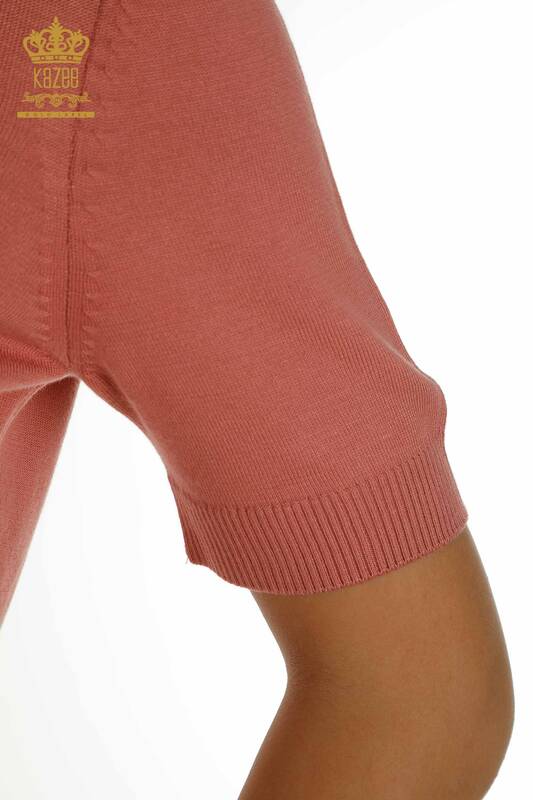 Pulover de tricotaje pentru femei - Model american - Dusty Rose - 14541 | KAZEE