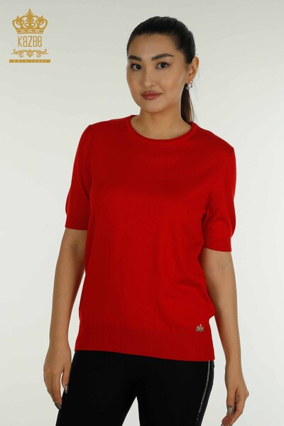 Pulover de tricotaj de damă cu ridicata - model american - roșu - 15943 | KAZEE - Thumbnail