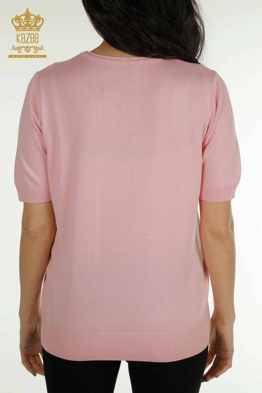 Pulover de tricotaj de damă cu ridicata - model american - roz - 30649 | KAZEE