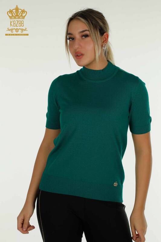 Pulover de tricotaj de damă cu ridicata - model american - Verde - 14541 | KAZEE