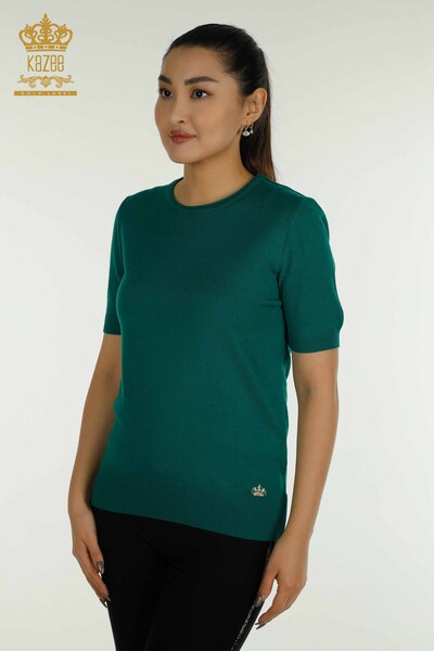 Pulover de tricotaj de damă cu ridicata - Model american - Verde - 15943 | KAZEE - Thumbnail