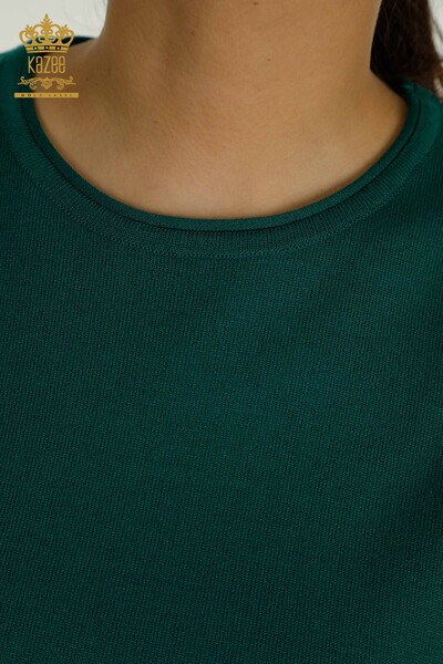 Pulover de tricotaj de damă cu ridicata - Model american - Verde - 15943 | KAZEE - Thumbnail