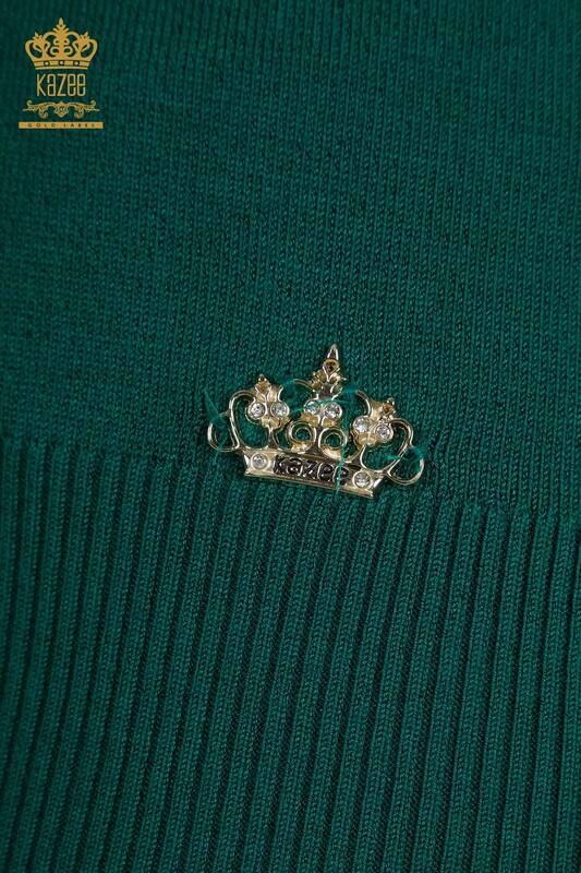Pulover de tricotaj de damă cu ridicata - Model american - Verde - 15943 | KAZEE