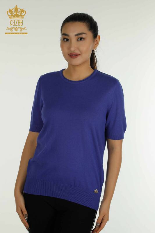 Pulover de tricotaj de damă cu ridicata - Model american - Violet - 15943 | KAZEE