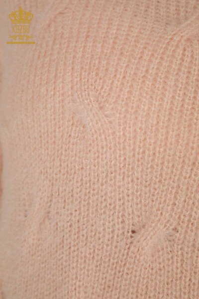 Pulover de tricotaje pentru femei cu ridicata - Tesute - Angora - Pudra - 19063 | KAZEE - Thumbnail