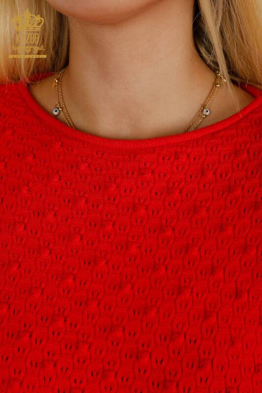 En-gros tricotaje pentru femei Pulover - țesute - mânecă cu balon - roșu - 30340 | KAZEE