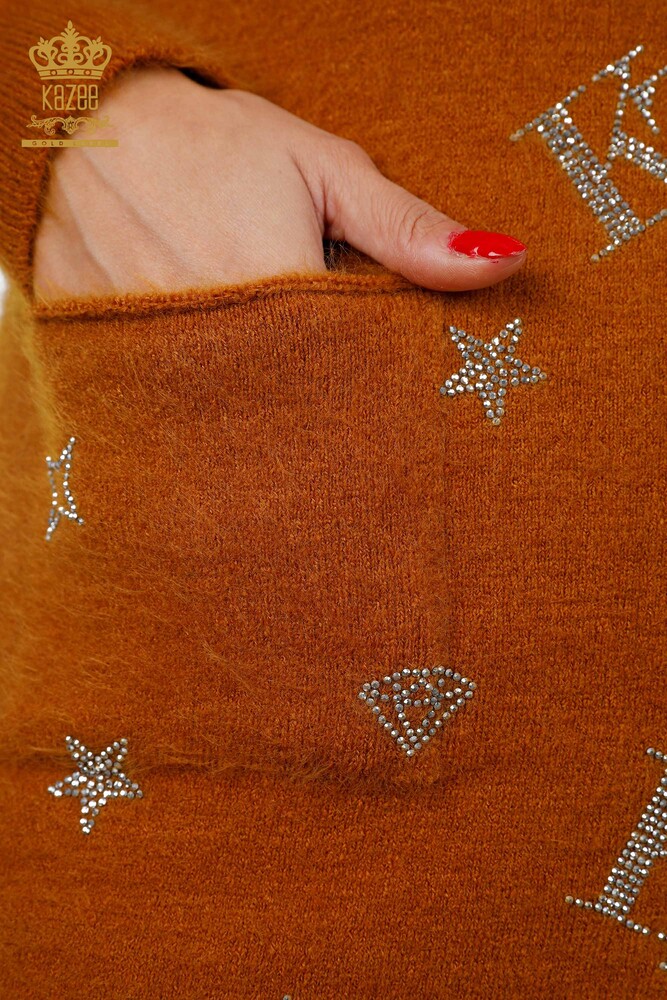 Tricotaj de damă cu ridicata Tunica cu model două buzunare Angora - 18895 | KAZEE - 4