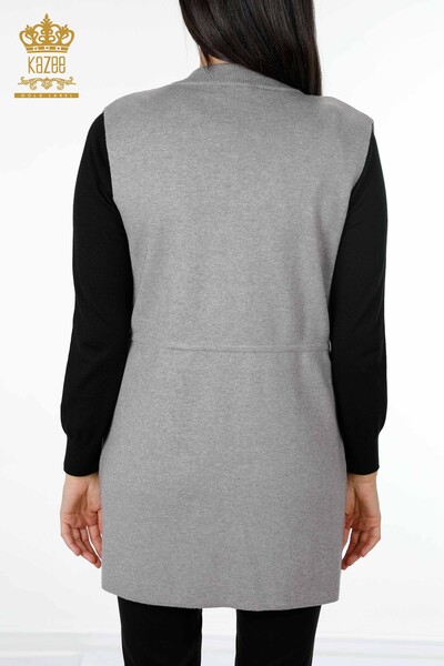 Vânzător cu ridicata Tricotaj pentru femei Vestă Buzunar lung Brodat cu piatră - 16805 | KAZEE - 6