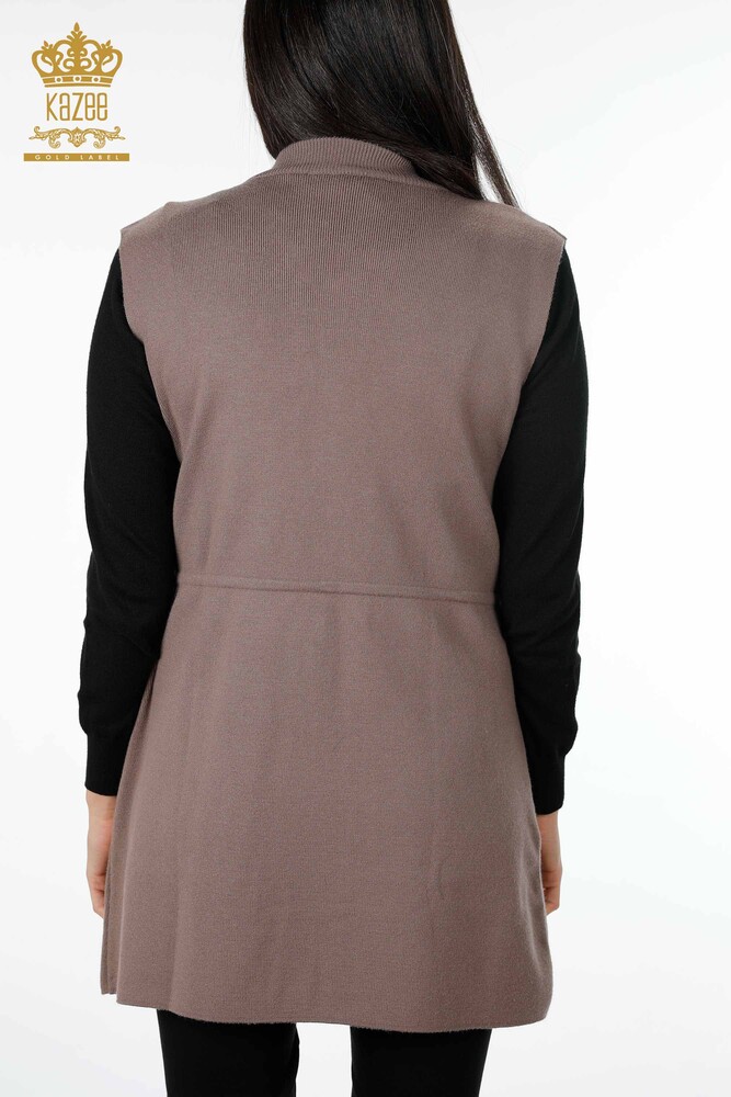 Vesta cu ridicata pentru femei tricotaje cu broderie de piatra si model de flori - 16835 | KAZEE - 6