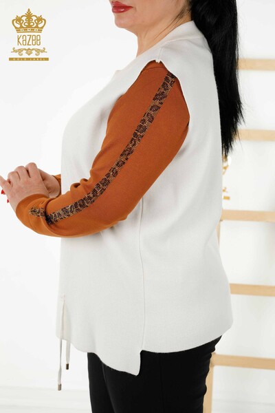Vesta scurta de dama cu ridicata cu model leopard Ecru - 30311 | KAZEE - Thumbnail