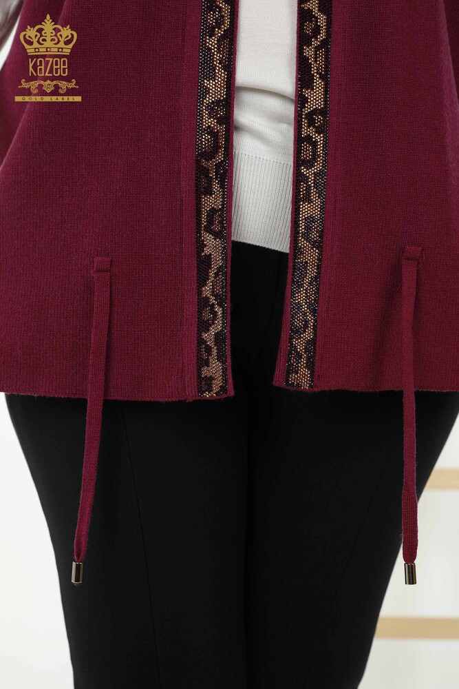 Vesta scurta de dama cu ridicata cu model liliac - 30311 | KAZEE - 5