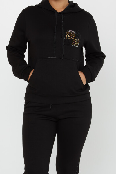 Ensemble Survêtement Manches Longues Pierre Brodée Noir - 17559 | KAZEE (Lot de 4 M-L-XL-2XL) - 4