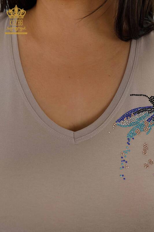 Venta al por mayor Blusa de Mujer Libélula Detallada Bordada con Piedras de Colores - 79019 | kazee