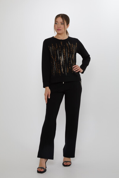 Eşofman Takımı Cep Detaylı Siyah - 17886 | KAZEE (3'lü Set M-L-XL) - KAZEE 