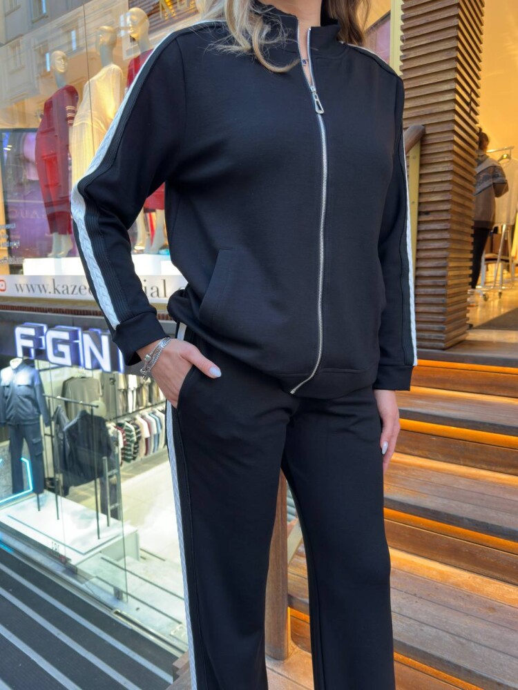 Eşofman Takımı Fermuarlı Siyah - 17959 | KAZEE (3'lü Set M-L-XL) - 5
