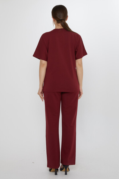 Eşofman Takımı Harf Taş İşlemeli Bordo - 17906 | KAZEE (3'lü Set M-L-XL) - 6